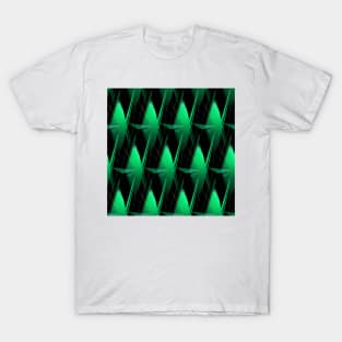 overlapping green diamond shape repeating on black background T-Shirt